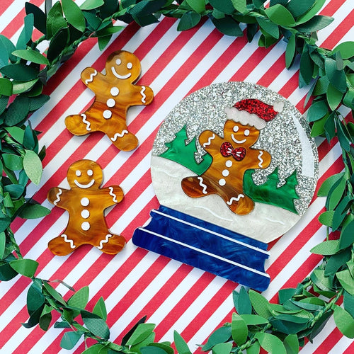 Gingerbread Man Acrylic Christmas Brooch