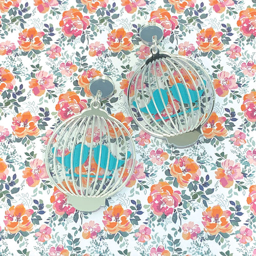 Bird in a Cage 3D Mirror Dangles