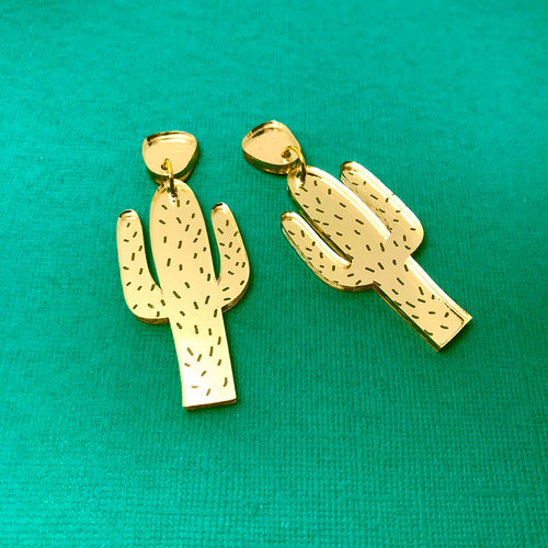 Golden Cactus Dangles