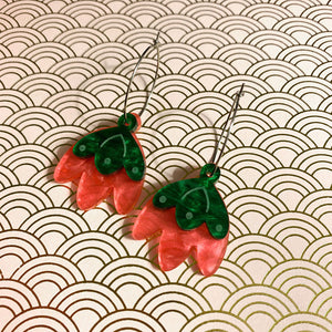Strawberry Blossom Drop Hoop Dangles