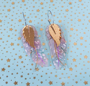 Butter Dreams - Feather Statement Hoop Dangles