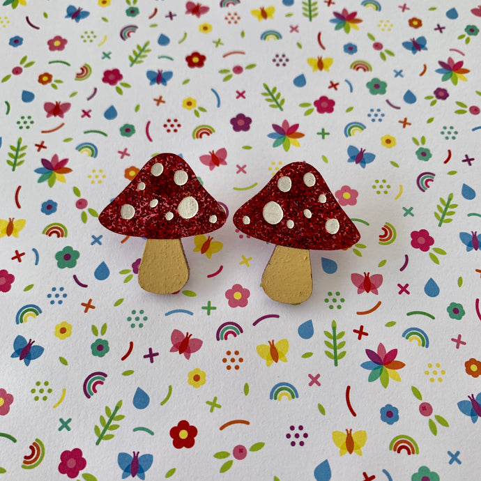 Hand Painted Toadstool Studs