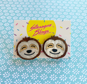 Hang in There Sloth Statement Studs