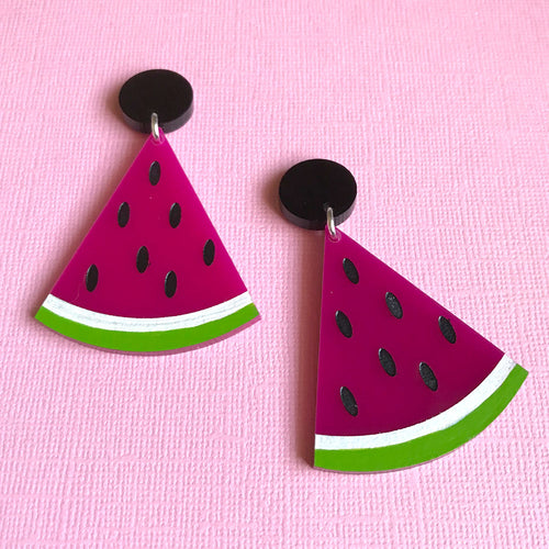 Watermelon Splice Hand Painted Dangles